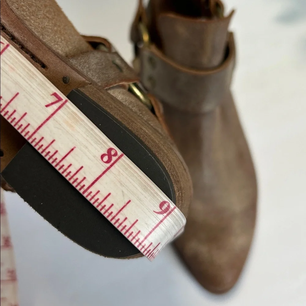 Frye Ray Harness Back Zip Womens Brown Leather Slip On Booties B Ruze Shoes
